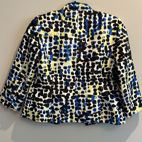 Kaspar Women's Size 4P Jacket Blazer with blue/white/yellow modern design - Picture 3 of 5